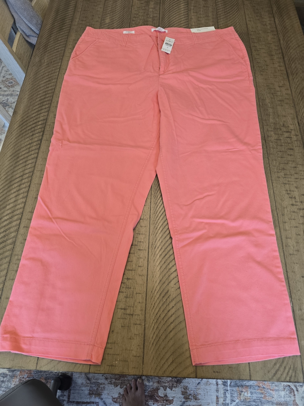 Loft Monroe Slim Fit Coral Pink Straight-Leg Pants